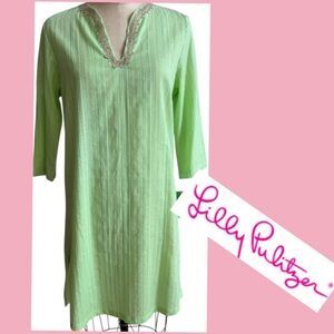 Lilly Pulitzer Esme Lurex Crinkle Metallic Stripe
Tunic Cover-up Dress L